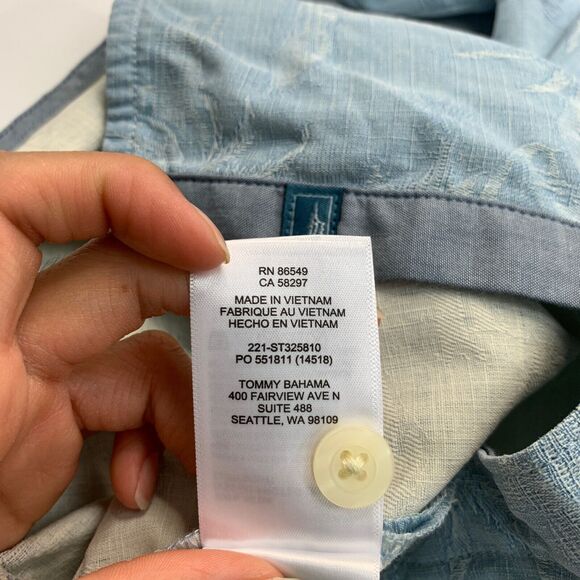 Tommy Bahama Shirt Mens XXL Breeze Blue Palms in Paradise Silk Hawaiian Jacquard - Picture 7 of 11